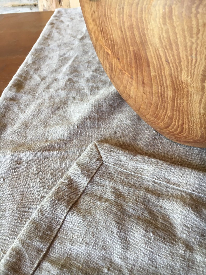 Tissu de table en lin naturel, texture rustique magnifique Taupe Lin Nappe Rectangle, Nappe Carrée, Table de ferme, Nappe image 1