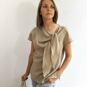 Light Linen Top, Elegant Womens Top, Linen blouse, Linen Shirt Women, Plus size top, Made To Measure Top, Plus size blouse, linen women image 4