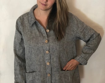 Linen Jacket Women 'Kim' Linen cardigan, Linen Coverup, Grey Linen Blazer, Womens Linen Jacket, Womens Jacket, Plus size Cardigan