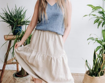 Linen Skirt "Selina", Linen Gypsy Skirt, Linen Summer Skirt Women, Natural Linen Skirt, Custom Made Skirt