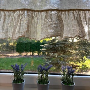 Boho Gauze Linen Curtain Panel with Ruffle, Boho Window Curtains, Sheer Curtains, Linen Drapes, Linen Curtains, Boho Curtains