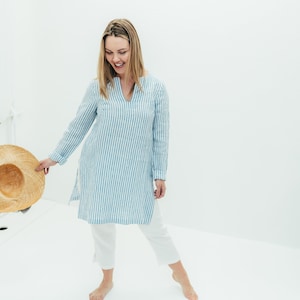 Linen Shirt for Women &quot;Courtney &quot;, Striped Linen Tunic, Womens Shirt, Linen Shirt, plus size shirt, Tunic Shirt, Linen Top, Women Blouse