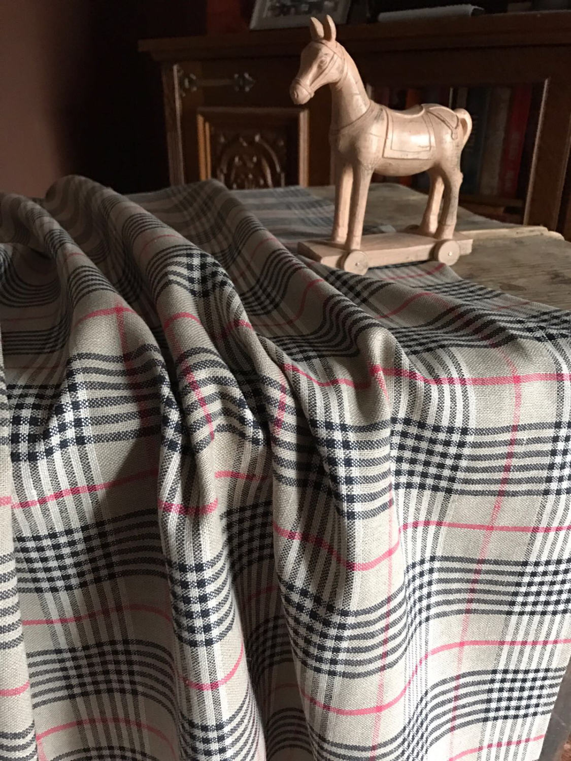 Checkered Tablecloth, Tartan Tablecloth, Natural Linen Table cloth