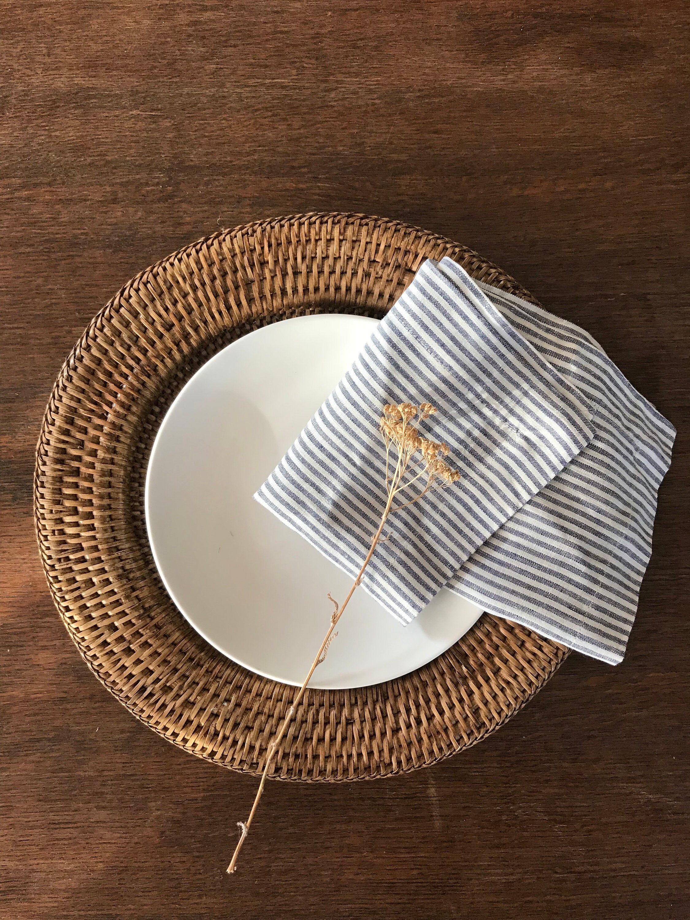 Striped Linen Napkins, Set of Six striped cloth napkins, linen napkins