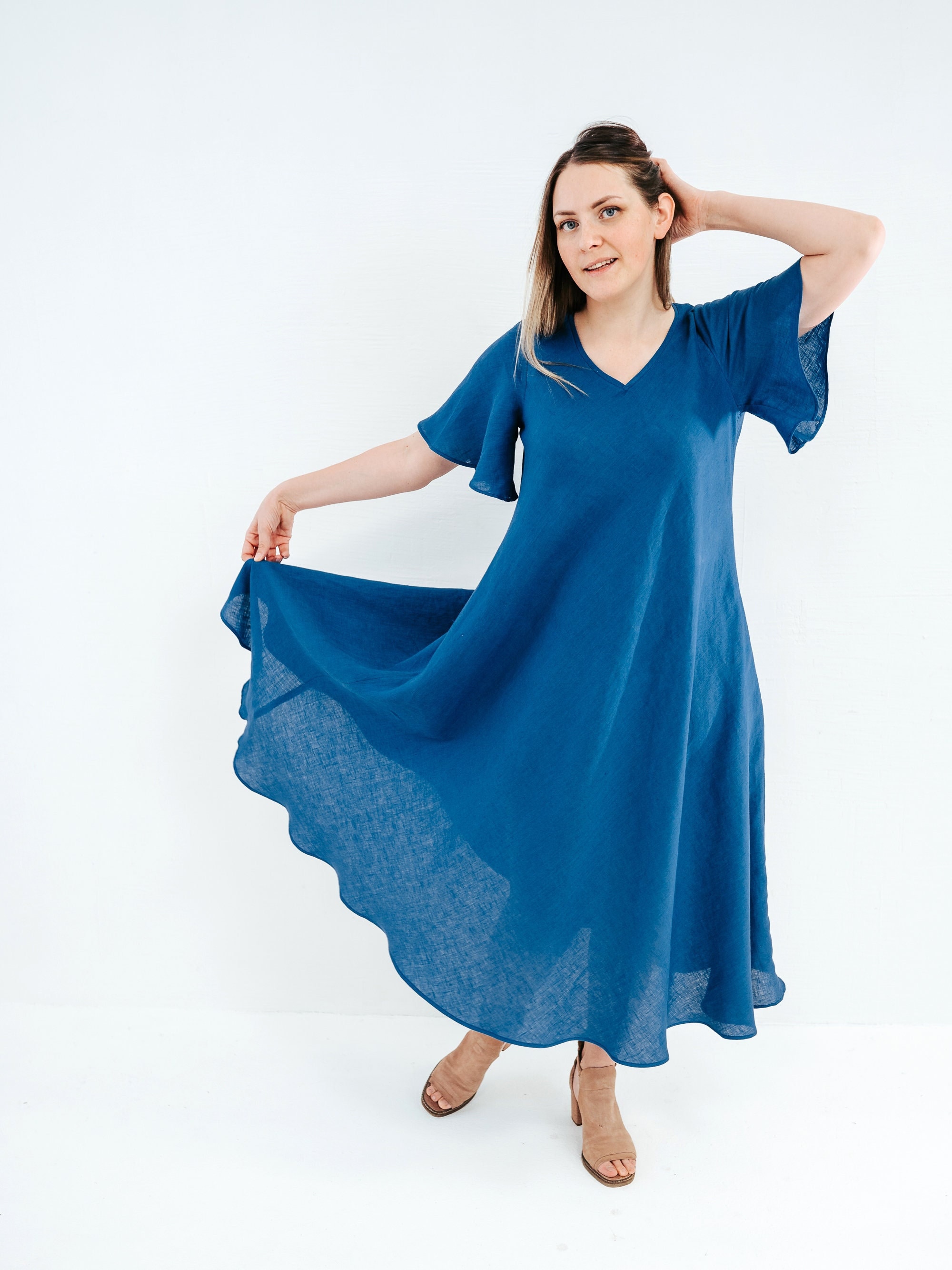 Bias Cut Linen Dress 'jasmine' Loose 