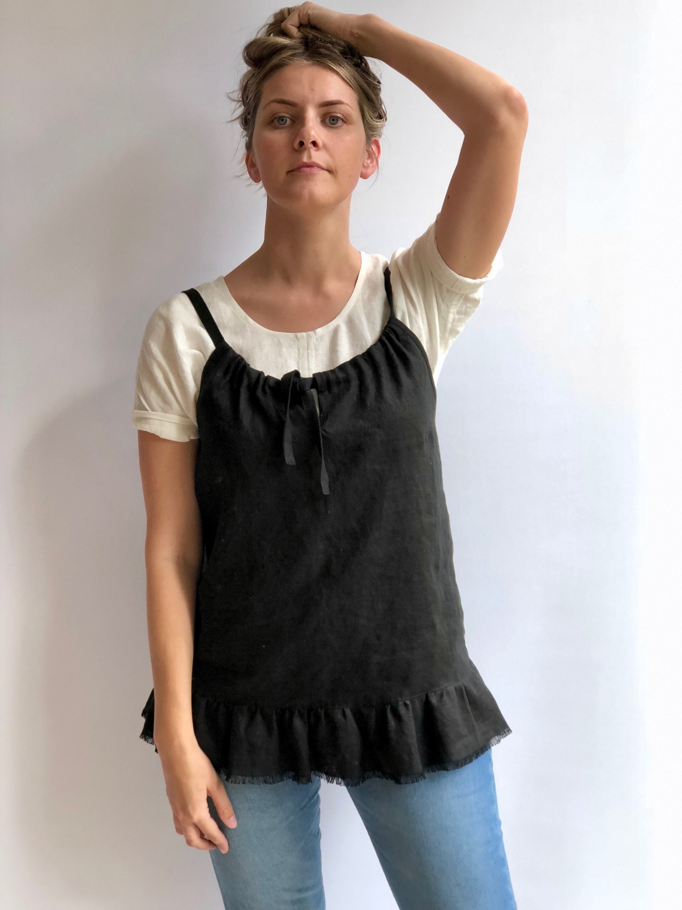 Sleeveless Linen Top Carola, Drawstring neckline Top, Womens Top, Linen