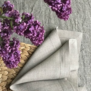 8 Linen Napkins, Natural Linen Napkins, Set of Eight Cloth Napkins, Christmas table, Cocktail Napkins Wedding, Diner Napkins, Large Napkins