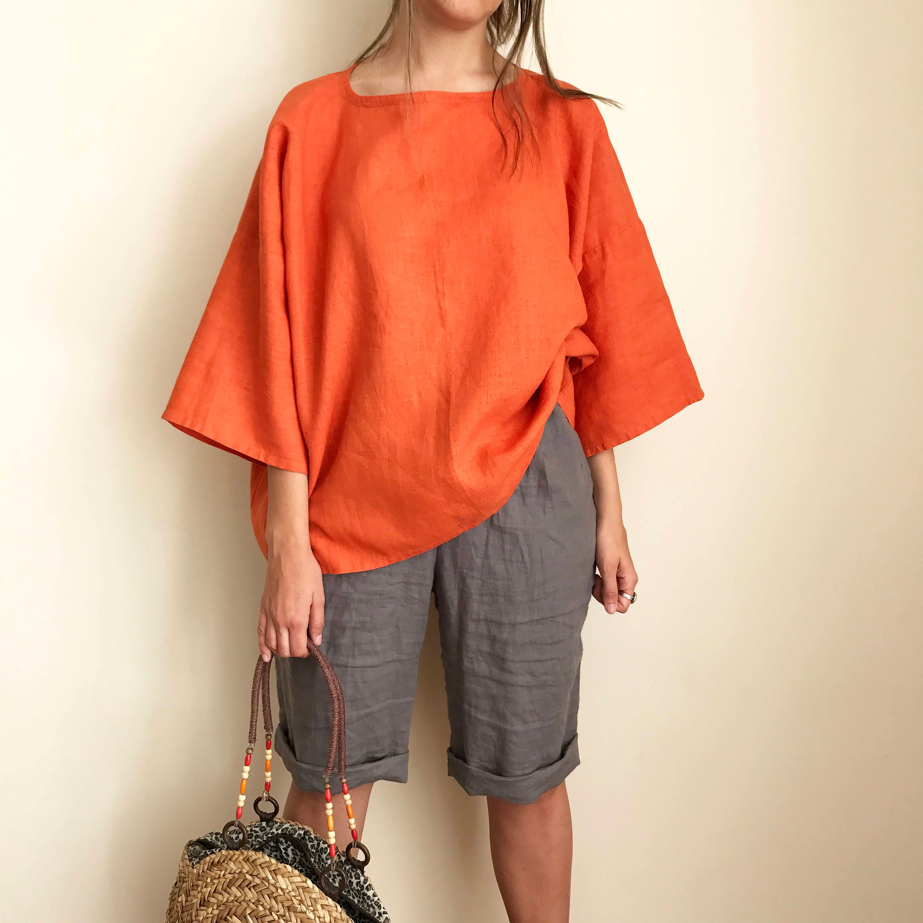 Knee Length Linen Shorts for Women