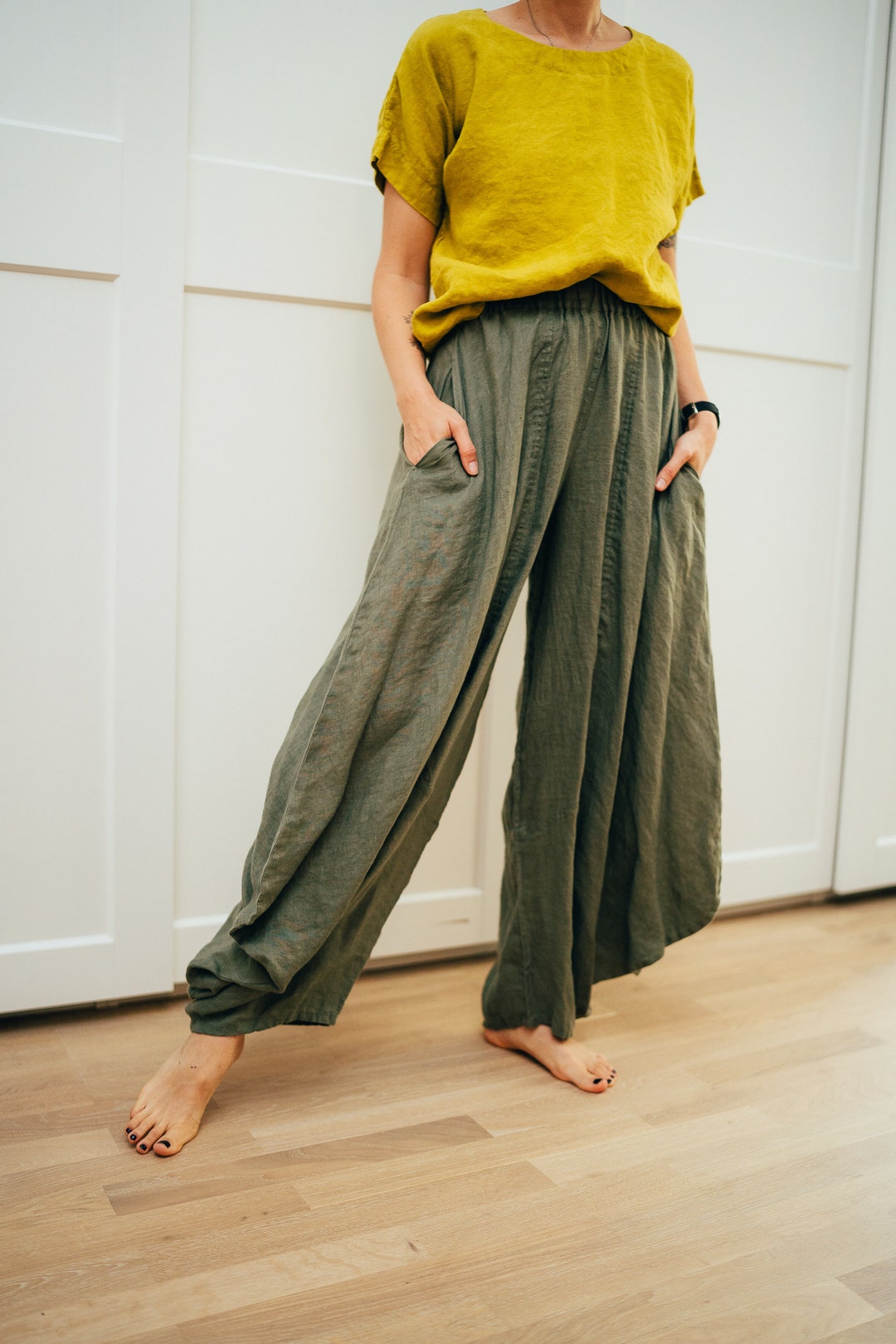 Linen Boho Hippy Pants Linen Yoga Pants Linen Gypsy Etsy