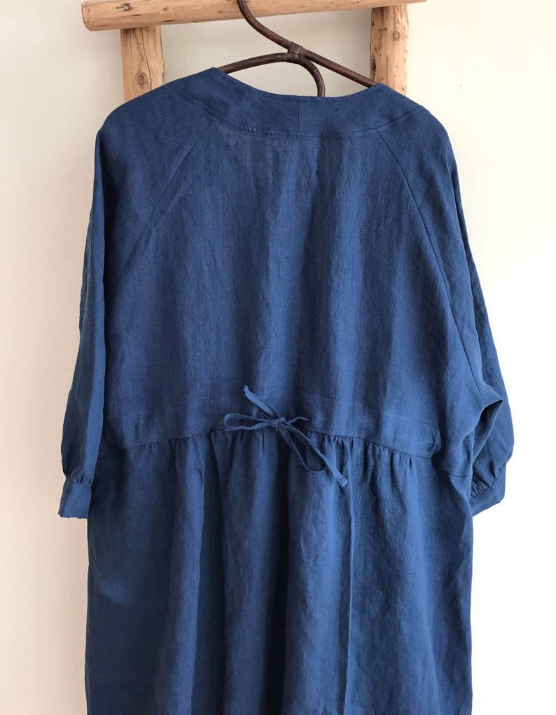 Dark Blue Linen Dress Linen Tunic Dress Tunic for Women - Etsy