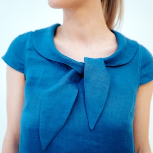 Light Linen Top with Collar &#39;Dora&#39; Elegant Womens Top, Linen blouse, Linen Shirt Women, Plus size top, Made To Measure Top, Plus size blouse