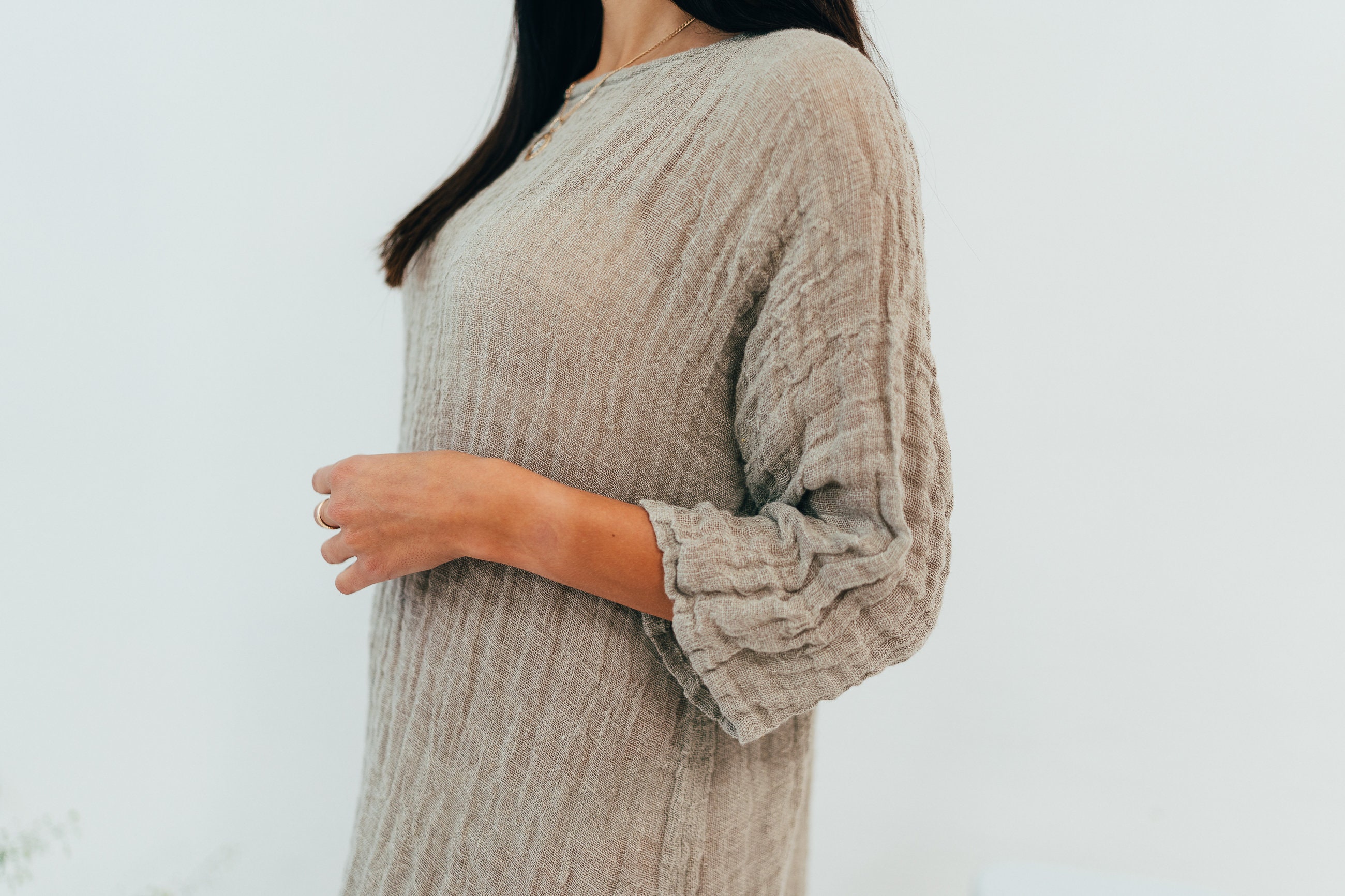 argue LINEN VOILE GAUZE PULLOVER ベージュ ARGUE LINEN VOILE GAUZE PULLOVER ベージュ