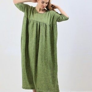 Linen Dress REBECCA, Plus size Dress,Long Linen Dress, Linen Summer Dress with Pockets, Linen Comfortable Dress image 5