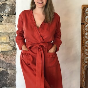 Linen robe, soft robe, robe coverup, robe for bride, linen bath robe, linen night gown, morning dress, linen sleep wear, women robe