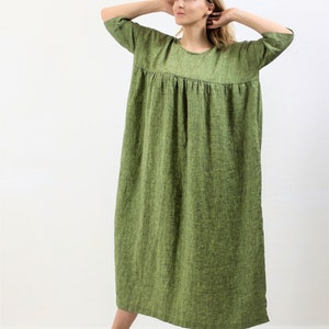 Linen Dress REBECCA, Plus size Dress,Long Linen Dress, Linen Summer Dress with Pockets, Linen Comfortable Dress image 7