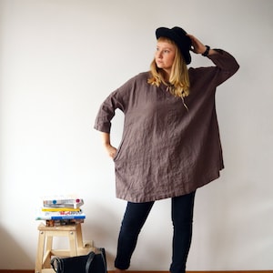 Plus size tunic, Oversized Tunic, Linen Tunic Dress, Womens tunic, Tunic tops, loose linen tunics for women, plus size clothing, tunic tops imagem 1