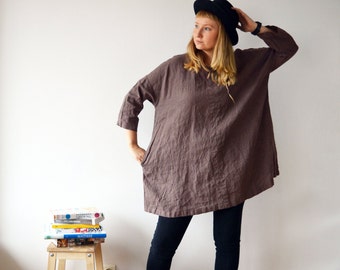 Plus size tunic, Oversized Tunic, Linen Tunic Dress, Womens tunic, Tunic tops, loose linen tunics for women, plus size clothing, tunic tops