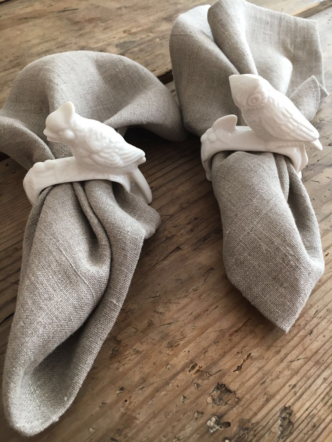 Natural Linen Napkins, Set of Six natural taupe cloth napkins, linen