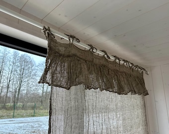 フリルガーゼのナチュラルリネンカーテンパネル、窓用カーテン