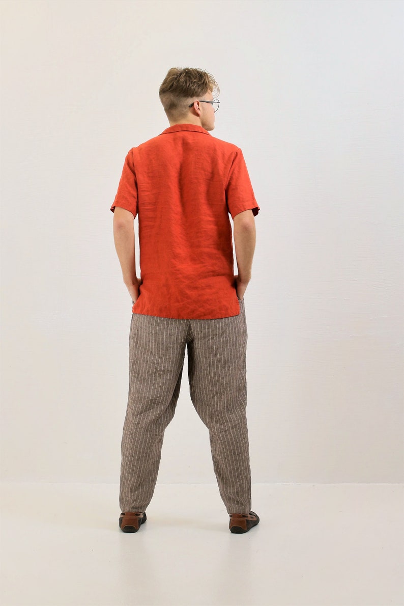 Casual Men Linen Shirt 'Maverick', Casual Linen Shirt, Short Sleeve Shirt with buttons, Summer Linen Top, image 4