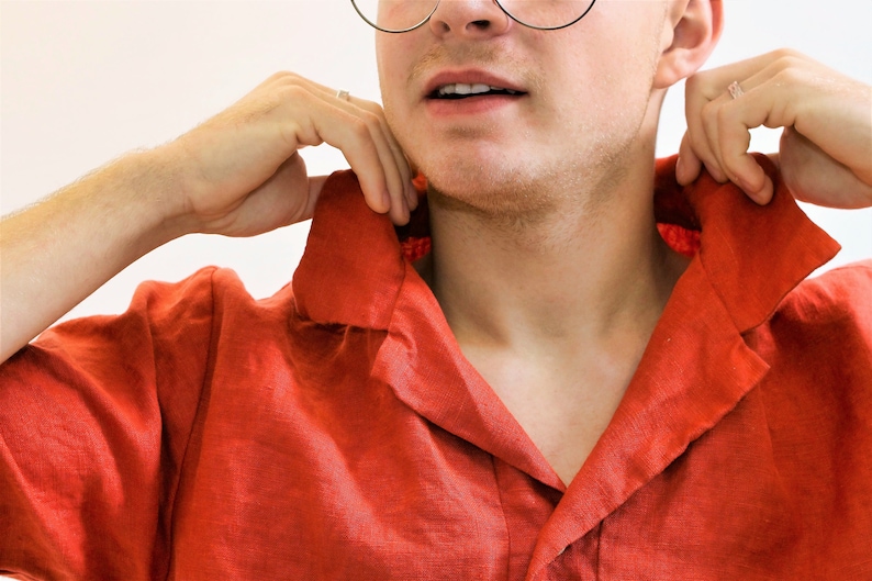 Casual Men Linen Shirt 'Maverick', Casual Linen Shirt, Short Sleeve Shirt with buttons, Summer Linen Top, image 2