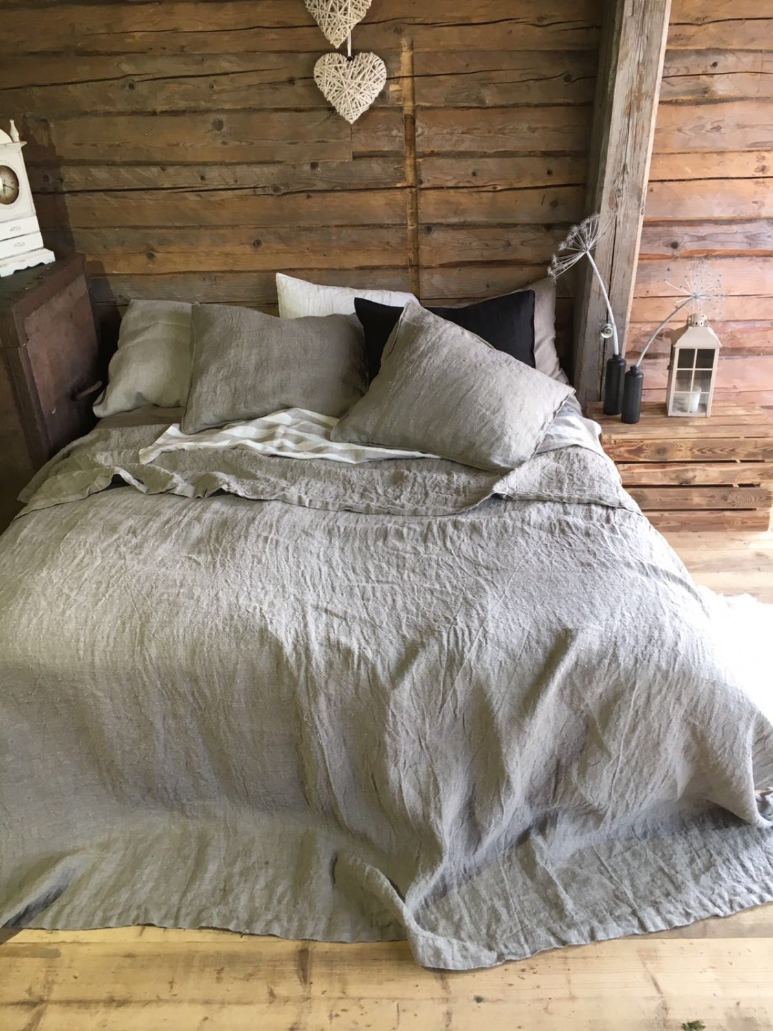 Rustic Linen Throw Blanket Linen Bed Cover Textured Linen | Etsy