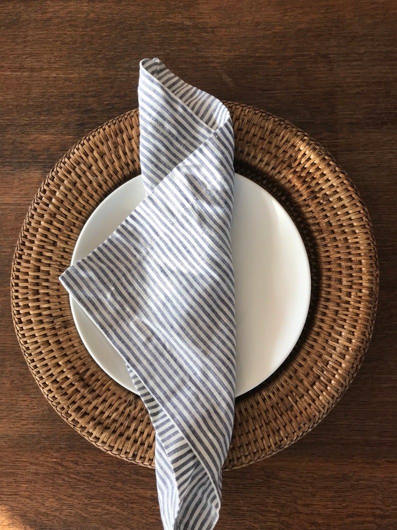 Set of 14 Striped Linen Napkins Linen Napkins Cloth Dining Etsy