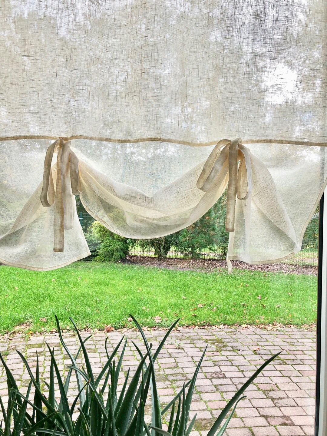 Gauze Linen Blind, Window Curtains, off White Sheer Curtains, Linen