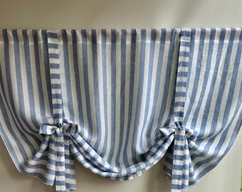 Linen Striped curtain panel,Blue/white Curtains, Sheer Window Curtains and Drapes, blue/white striped