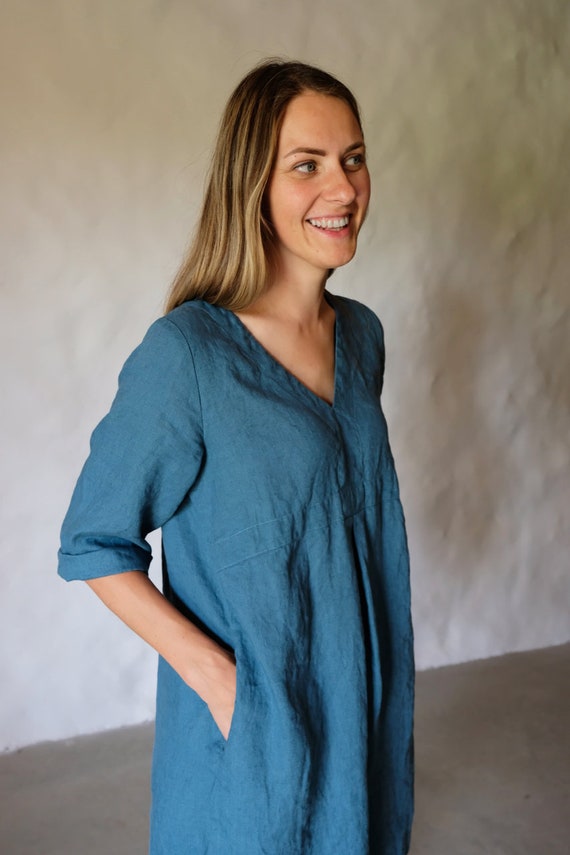 Tunica de lino Yvette de Linenbees tunica de lino de talla grande vestido holgado de lino para mujer vestido tunica tunica de mujer ropa de talla grande para mujer Etsy Espana