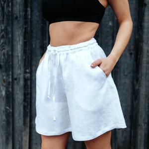 Linen shorts for woman, High waist shorts with Pockets, Gift for her, Valentines gift, gift for daughter, short pants linen