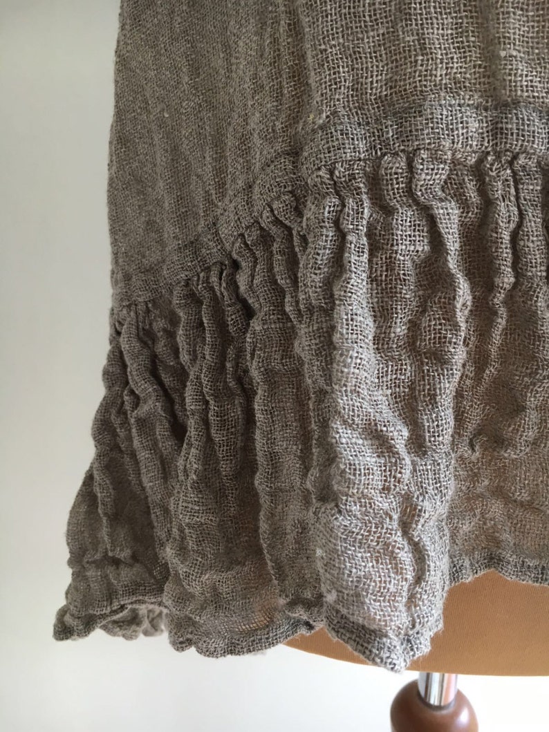 Linen Scarf With Ruffle, Wraps Shawl, Womens Shawl, Linen Shawl, Extra long scarf, Pure linen wraps shawl, Rustic scarf, shawl with ruffle image 3