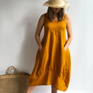 Linen Dress Samantha Long Sleeveless Dress Summer, Linen Beach Dress, Womens Dress, Plus Size Dress, Loose Linen Dress Women Beach Dress image 2