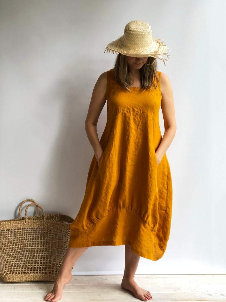 Linen Dress Samantha Long Sleeveless Dress Summer, Linen Beach Dress, Womens Dress, Plus Size Dress, Loose Linen Dress Women Beach Dress image 2