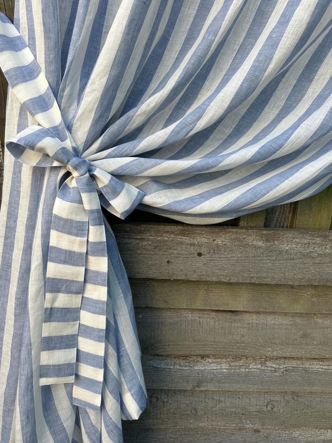 Striped Linen Curtain Drapes,blue/white Curtains, Sheer Window Curtains