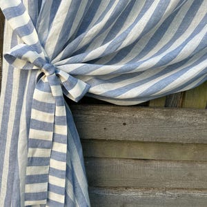 Striped linen curtain drapes,Blue/white Curtains, Sheer Window Curtains and Drapes, blue/white striped Curtains for living room, drapery
