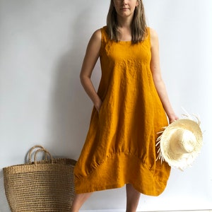 Linen Summer Dress &quot;Samantha&quot; Long Sleeveless Dress, Linen Beach Dress, Womens Dress, Plus Size Dress, Loose Linen Dress Women Beach