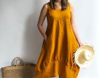 Linen Summer Dress "Samantha" Long Sleeveless Dress, Linen Beach Dress, Womens Dress, Plus Size Dress, Loose Linen Dress Women Beach