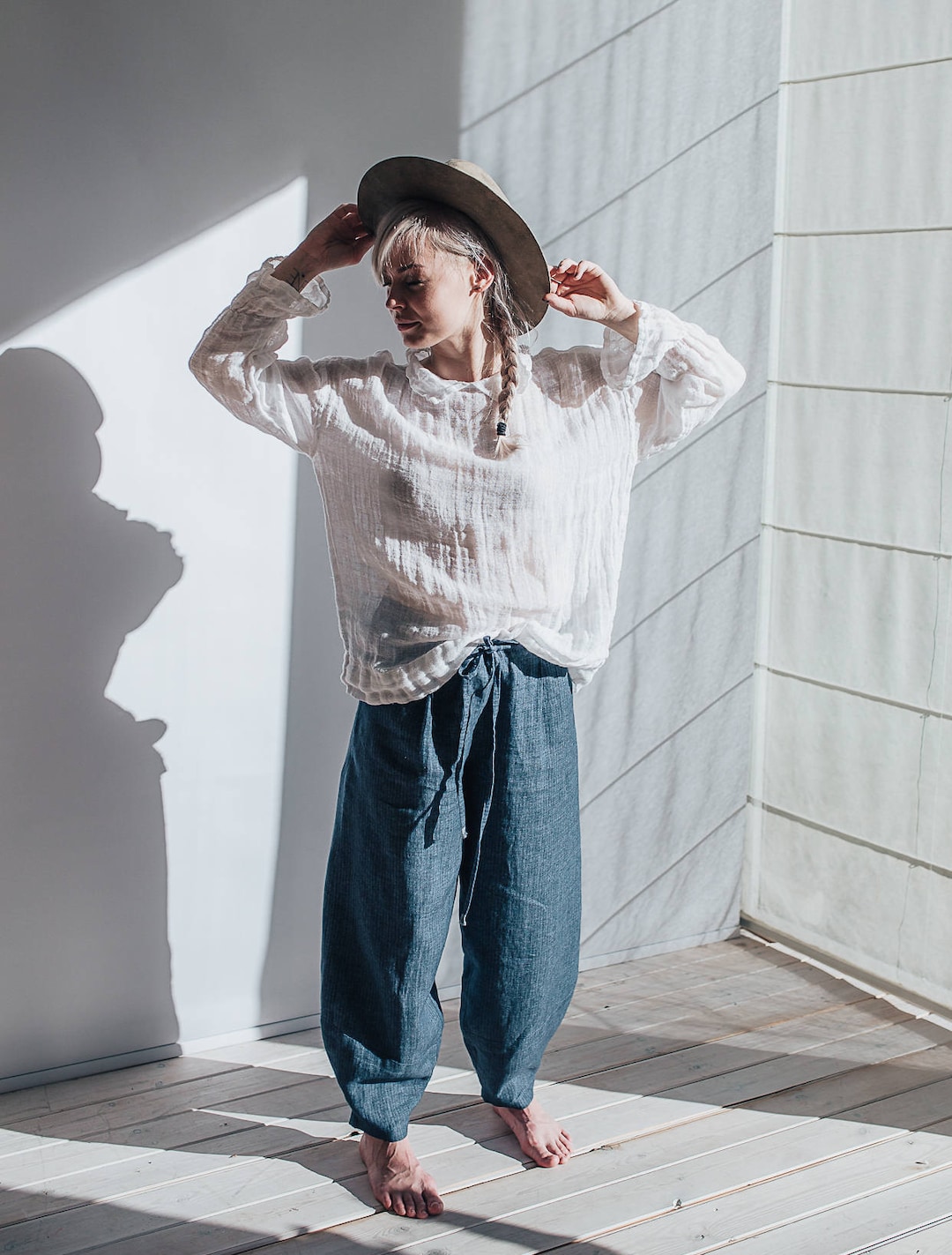 Loose Linen Pants, Linen Yoga Pants, Linen Trousers, Baggy Pants, Women