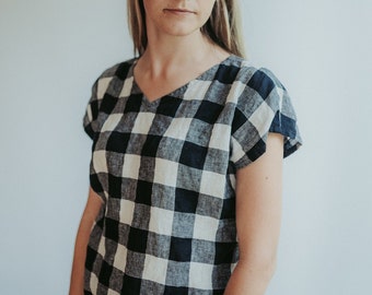 Linen T-Shirt with V neck Top 'Venice', Linen T-Shirt, Linen Top, V neck t-shirt plus size, Linen Tee, womens v neck, plus size v neck shirt
