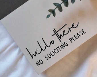Hello There No Soliciting Please Window Decal Sticker, Friendly No Soliciting Sign, No Solicitor Doorbell Decal Sticker, Business Door Decal