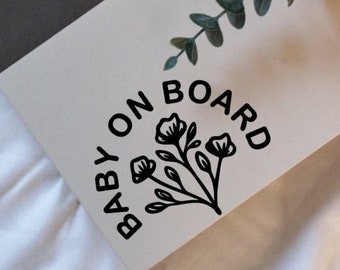 Floral Baby On Board Car Decal Sticker Kids Bumper Sticker Child Safety Vinyl Sign Tiny Humans On Board New Parent Car Decal