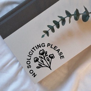 Floral No Soliciting Window Decal Sticker, Friendly Cute No Soliciting Sign, Please No Soliciting, No Solicitors Sticker, Doorbell Sticker