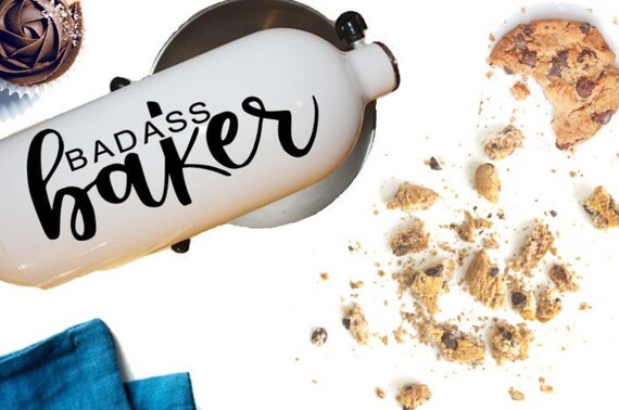 Bad Ass Baker Mixer Decal Set Can be used on any smooth surface glasswoodplastic Can be customized- You choose color,design /& size
