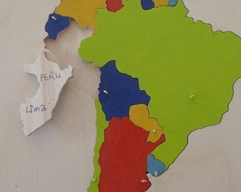 South America: Wooden Puzzle Map