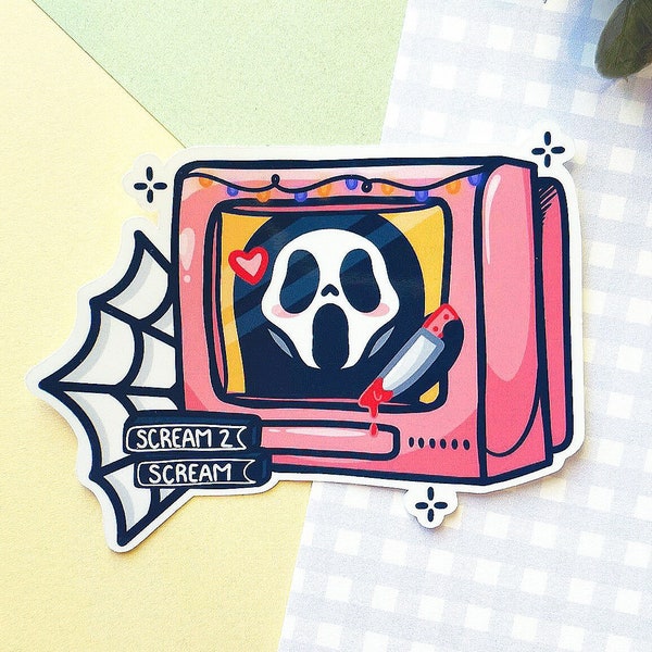 horror movie night | cute stickers, halloween stickers, spooky stickers, horror films, scream sticker, y2k stickers, pastel goth, horror fan