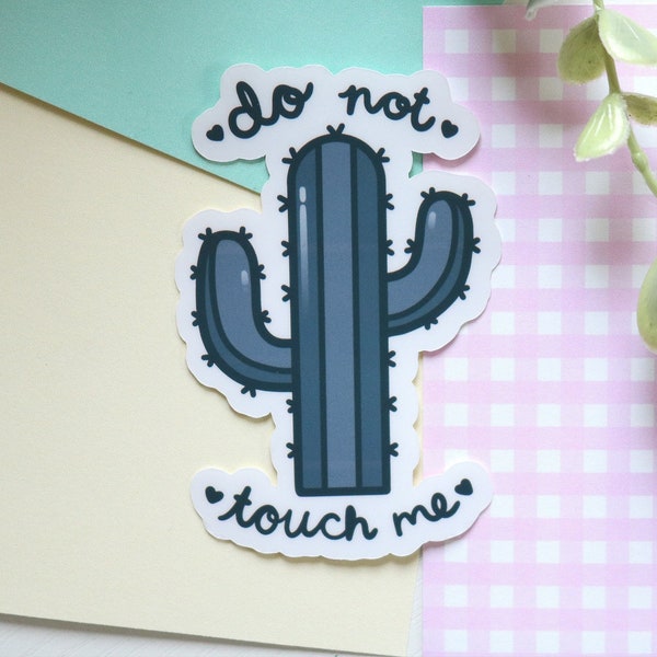 do not touch me | kawaii stickers, cute stickers, pastel goth, goth stickers, vinyl stickers, goth home decor, cactus sticker, floral art