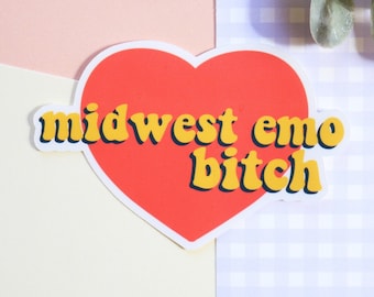 midwest emo bitch sticker || retro sticker, emo sticker, laptop sticker, alternative sticker, indie sticker, music sticker, goth sticker