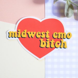 midwest emo bitch sticker || retro sticker, emo sticker, laptop sticker, alternative sticker, indie sticker, music sticker, goth sticker