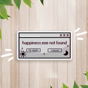 happiness.exe || kawaii stickers, cute stickers, pastel goth, goth stickers, stickers laptop, vinyl stickers, goth home decor, vaporwave